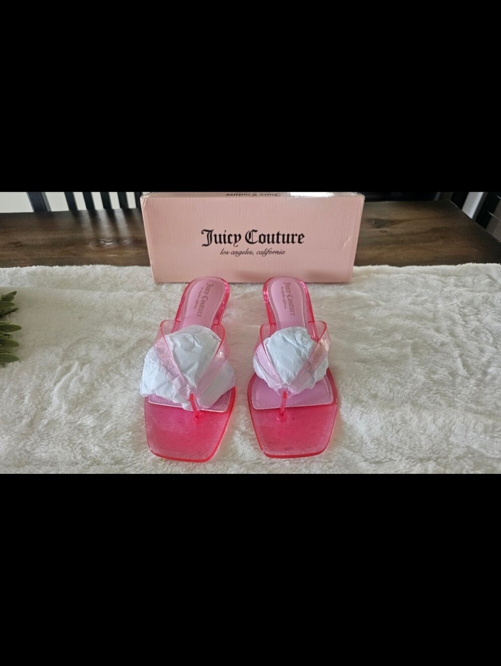 NIB Juicy Couture Clear Pink Jelly Toe-Post Slide Sandals Size-9 - Picture 5 of 8